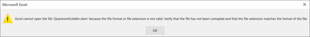 File format not valid