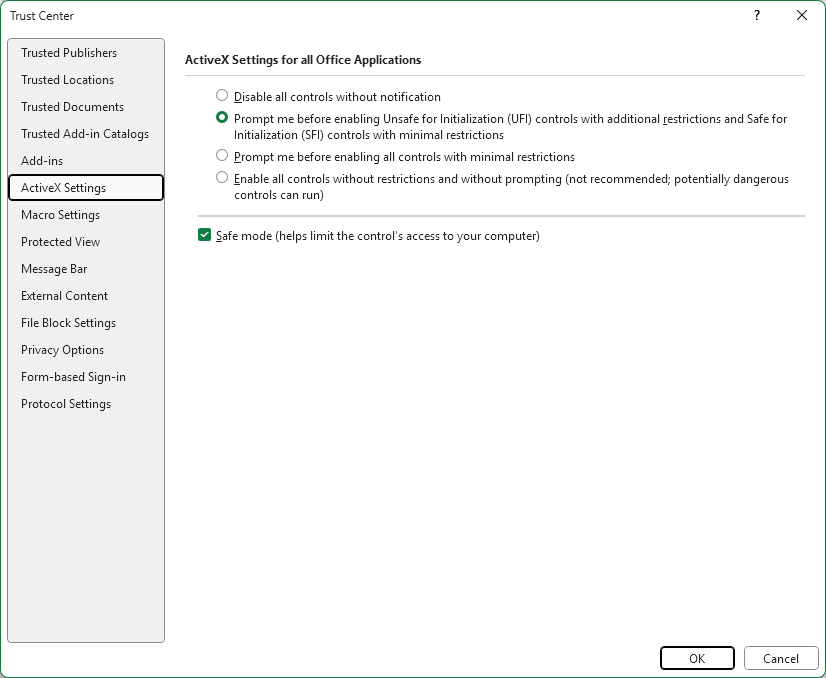 Prompt me before enabling Unsafe for Initialization